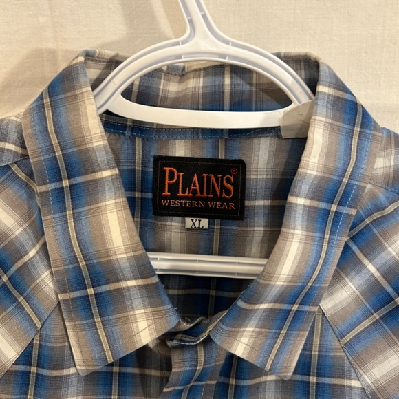 Men's Blue/White Plaid Western Shirt from Plains Western Wear Size XL - Picture 5 of 6